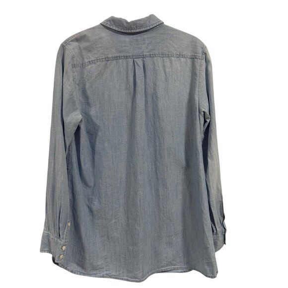 Vineyard Vines Relaxed Chambray Long‎ Sleeve Button Up Blue Blouse Size 6 - Picture 3 of 7